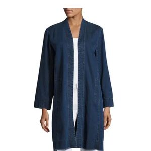 Eileen Fisher Organic Stretch Cotton Denim Long Jacket